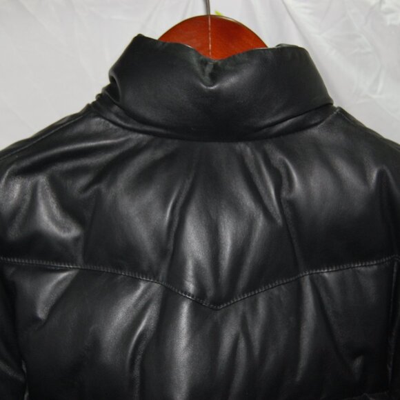 M🔥$4000 AMI Alexandre Mattiussi Paris Men's Black Real Leather Puffer Jacket - Picture 7 of 14